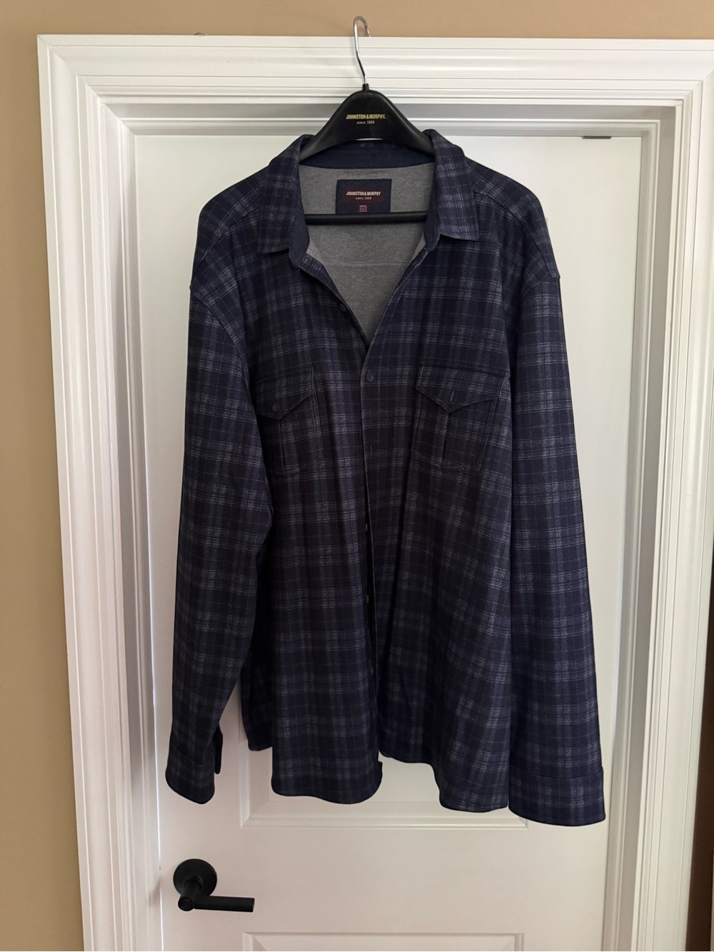Johnston & Murphy Men's Navy Plaid Lightweight Shirt